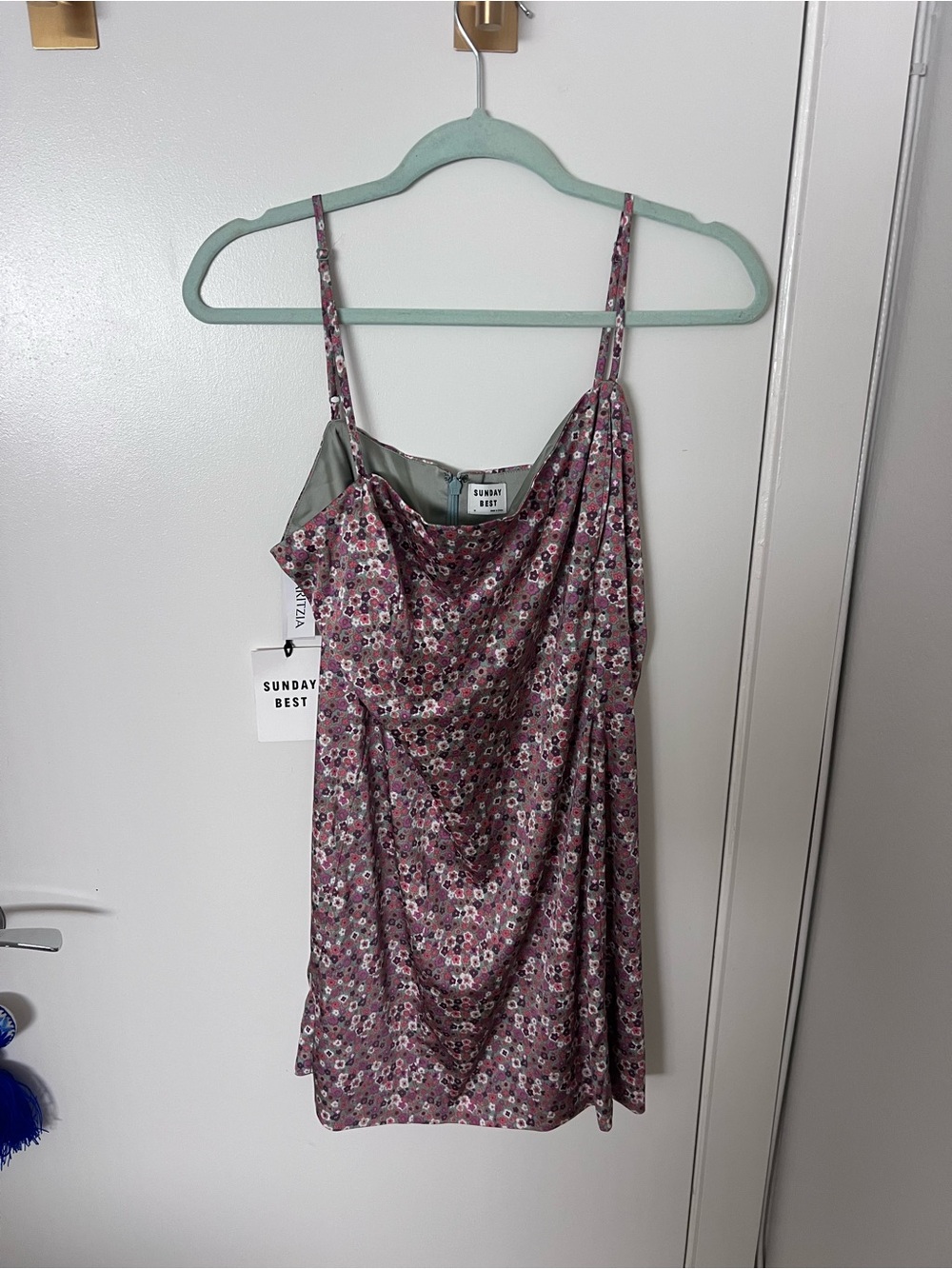 Aritzia Sunday Best Mauve Floral Cowl Neck Camisole Dress
